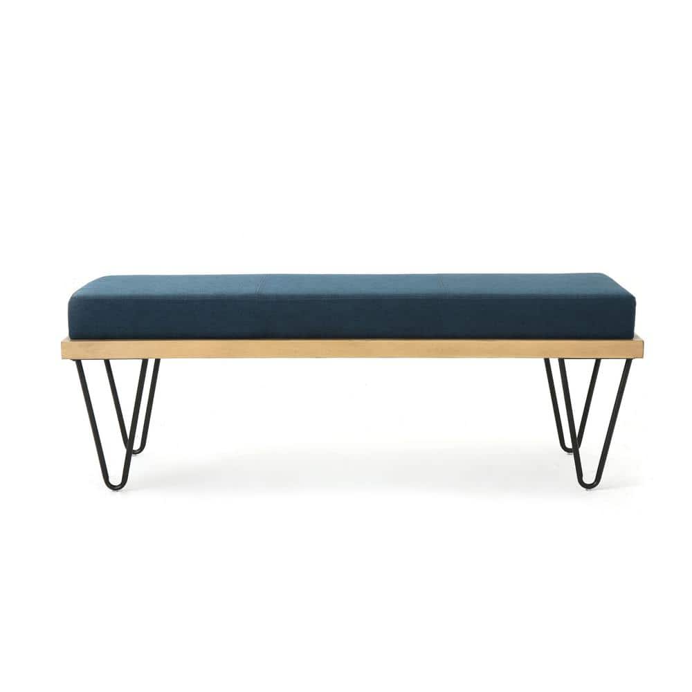Elisha Navy Blue Upholstered Bench