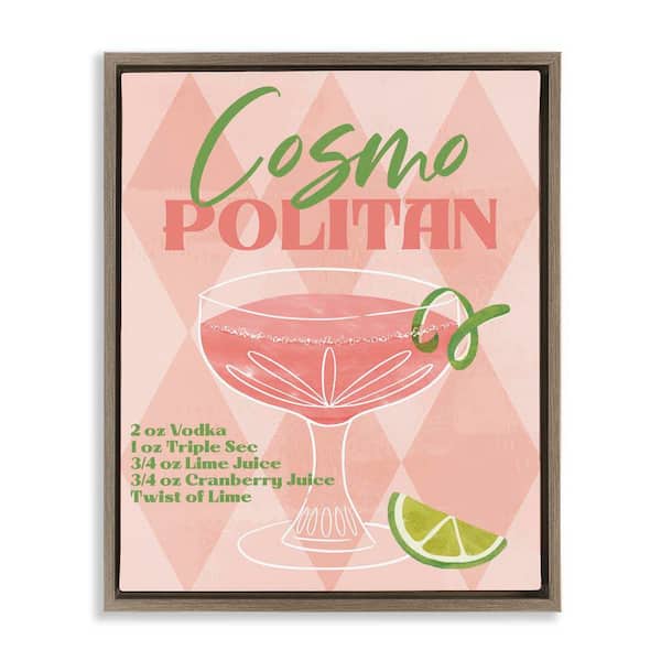 Stupell Industries Retro Cosmopolitan Recipe by Deane Beesley Brown Floater Frame Food Graphic Art Print 21 in. x 17 in.