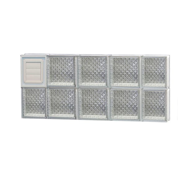 Clearly Secure 34.75 in. x 15.5 in. x 3.125 in. Frameless Diamond Pattern Glass Block Window with Dryer Vent