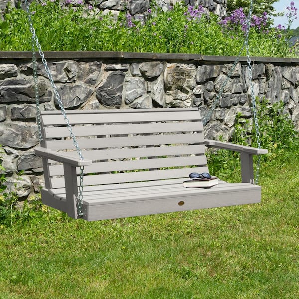 Highwood Weatherly 48 in. 2-Person Harbor Gray Recycled Plastic Porch Swing