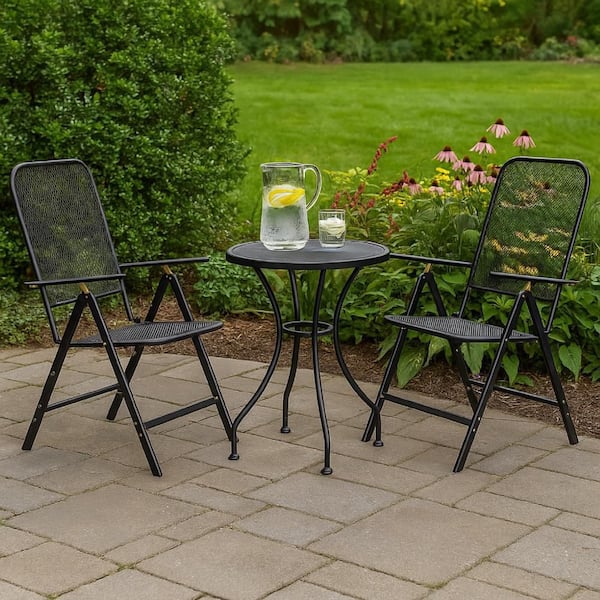 Troy Gray 3-Piece Metal Round Outdoor Dining Table Set