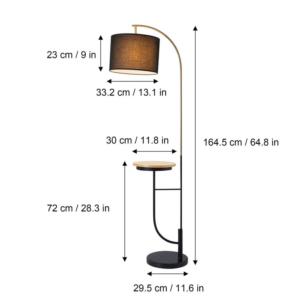Danna 65" Black Arc Outdoor Floor Lamp with Table & USB Port