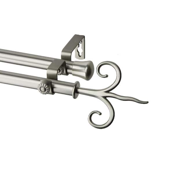 Rod Desyne 66 in. x 120 in. Lily Double Curtain Rod Set in Satin Nickel
