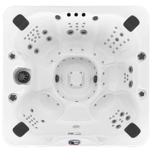 American Spas 7-Person 100-Jet Premium Acrylic Bench Spa Standard Hot Tub with Bluetooth Sound System and LED Waterfall