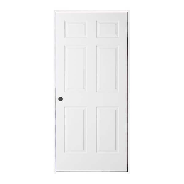 JELD-WEN 30 in. x 80 in. 6 Panel Colonist Primed Right-Handed Textured Molded Composite Single Prehung Interior Door