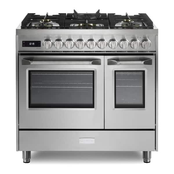 Ultima Collection Series 36 in. 5 Sealed Burners Double Oven Gas Range in Stainless Steel