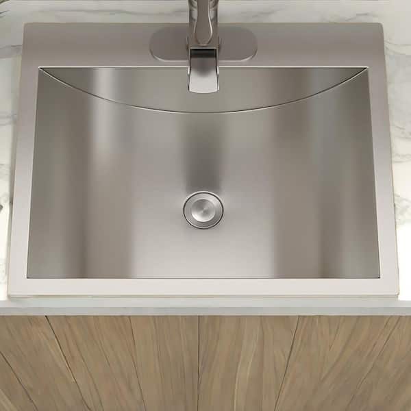 Coporesell 21 in. Drop-In Stainless Steel Bathroom Sink in (Gray) Brushed Nickel with Pop Up Drain
