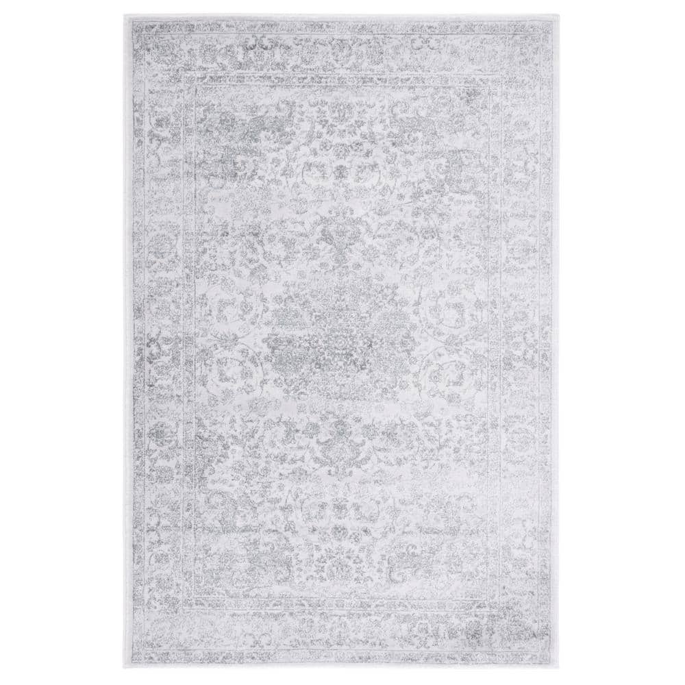 SAFAVIEH Carnegie Cream/Dark Gray 7 ft. x 9 ft. Border Distressed Area