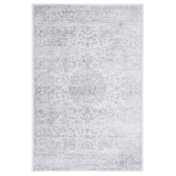 SAFAVIEH Carnegie Cream/Dark Gray 7 ft. x 9 ft. Border Distressed Area Rug