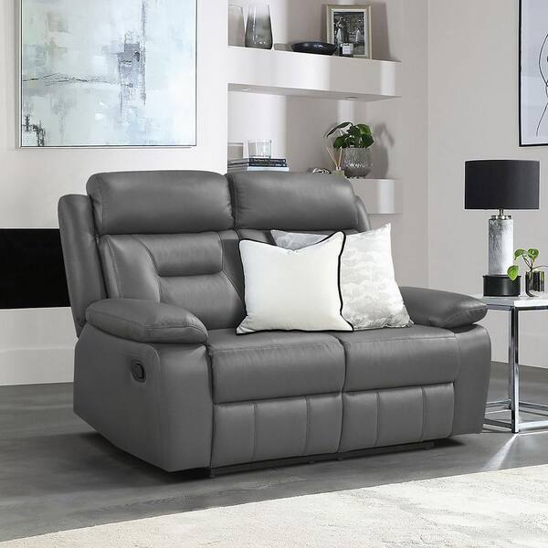 Lazzara Emillia 62.5 in. W Dark Gray Leather 2-Seater Manual