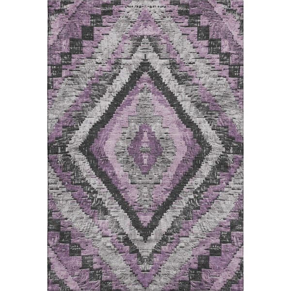 Mayfield Premium Machine Washable Abstract AMF1890 Lavender 8 ft. x 10 ft. Area Rug