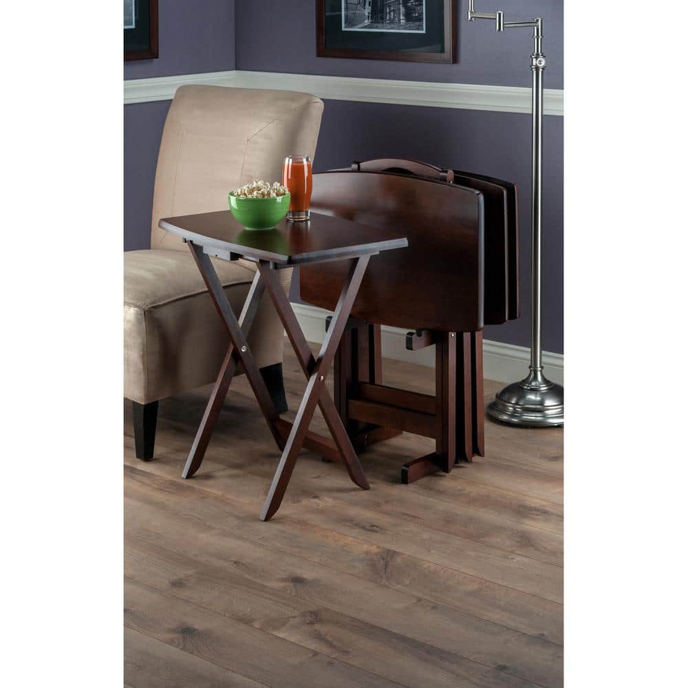 Winsome Oversized Walnut Snack Table Set, 5-Piece