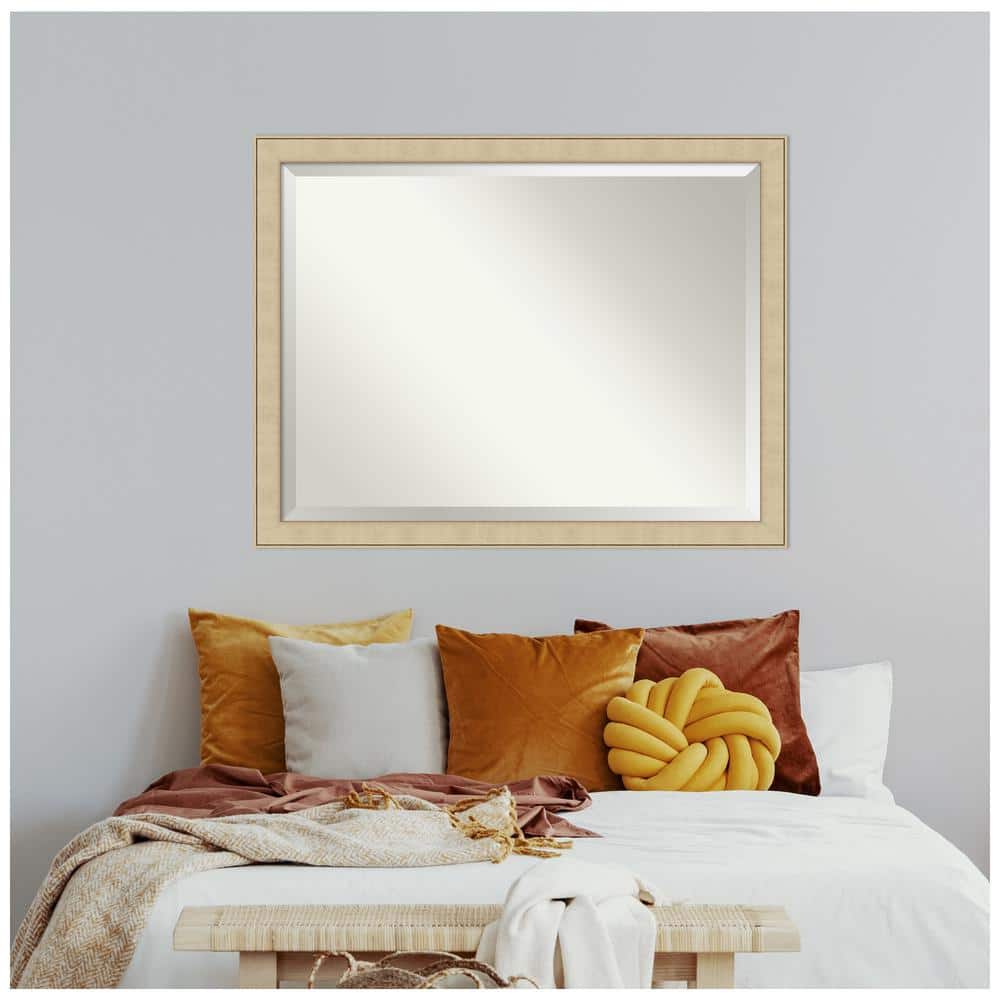 Classic Honey Silver Beveled Bathroom Vanity Mirror - 44x34-inch