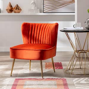 Trinity 22 in. Orange Velvet Channel Tufted Accent Side Chair