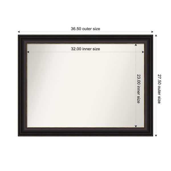 Amanti Art Trio Oil Rubbed Bronze 36.5 in. x 27.5 in. Custom Non-Beveled Recycled Polystyrene Framed Bathroom Vanity Wall Mirror