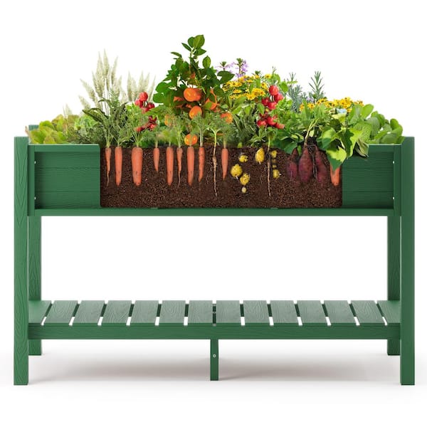 Raised Garden Bed, Elevated Wood Planter Box Stand for Backyard, Patio,  Balcony-Green