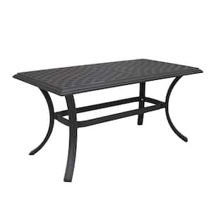 Contemporary Style Rectangular Solid Cast Aluminum Outdoor Coffee Table with Rust & Weather Resistance in Espresso Brown