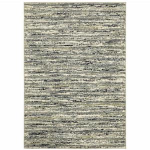 Blue Green Light Blue Grey and Ivory 4 ft. x 6 ft. Abstract Power Loom Stain Resistant Area Rug