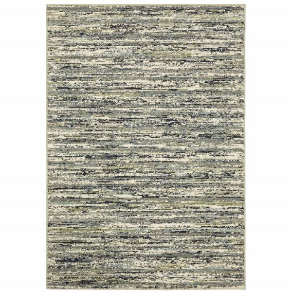 4' X 6' Ivory Gray And Blue Abstract Stain Resistant Area Rug 4' X 6' Ivory Gray And Blue Abstract Stain Resistant Area Rug