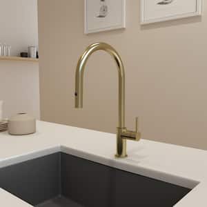Baveno Duo Single Handle Pull Down Sprayer Kitchen Faucet in Brushed Gold