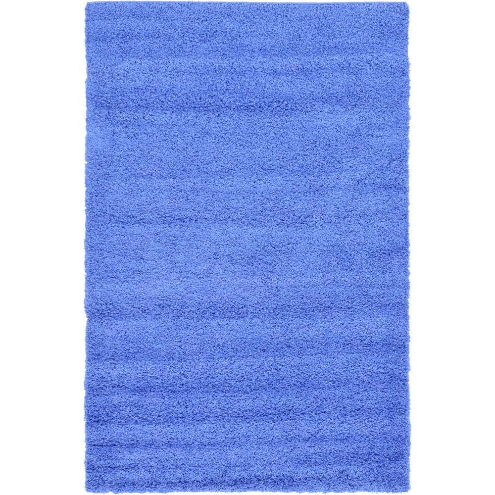 Solid Shag Collection Area Rug (5 ft. 3 in. x 8 ft. Rectangle Periwinkle Blue) price history on PriceWatchPro