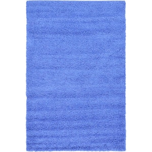 Solid Shag Periwinkle Blue 5 ft. x 8 ft. Area Rug