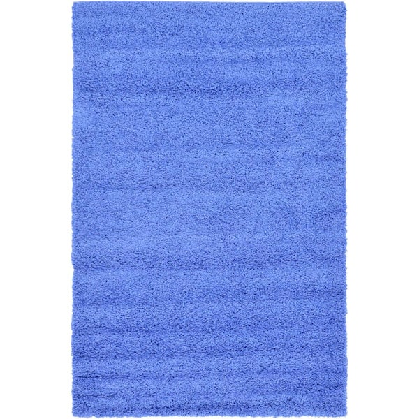 Unique Loom Solid Shag Periwinkle Blue 5 ft. x 8 ft. Area Rug