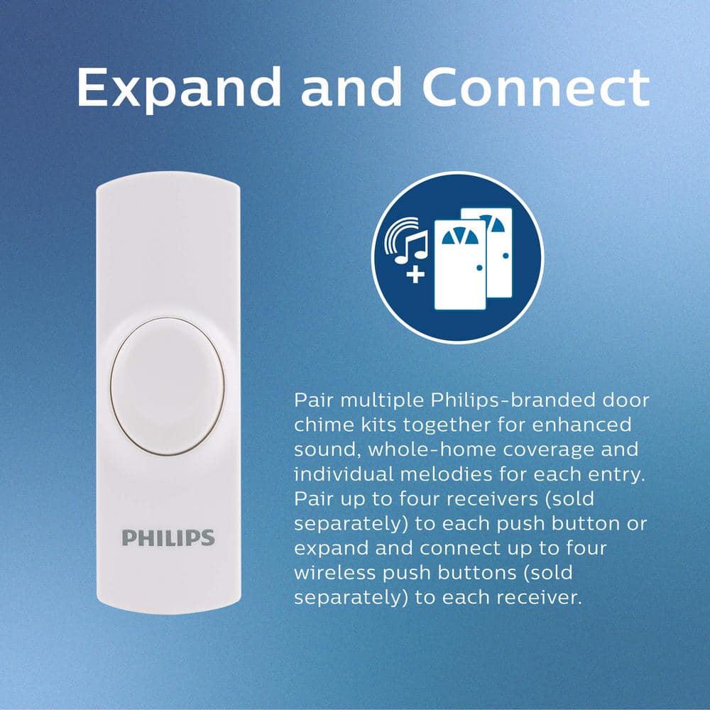 Philips White Wireless Digital Doorbell Kit with Volume Control