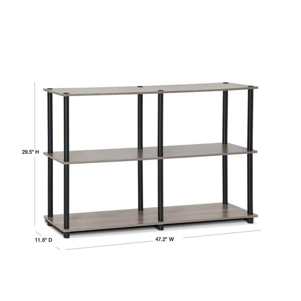 Turn-N-Tube Black Wood 3-Tier Freestanding Bookshelf