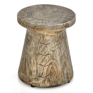 17 in. Concrete Accent Side Table Mushroom Wood-like End Table Plant Stand Stool