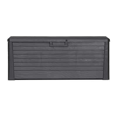 58 in. x 28 in. 145 Gal. Anthracite Florida Deck Patio Storage Box Bin Bench Waterproof