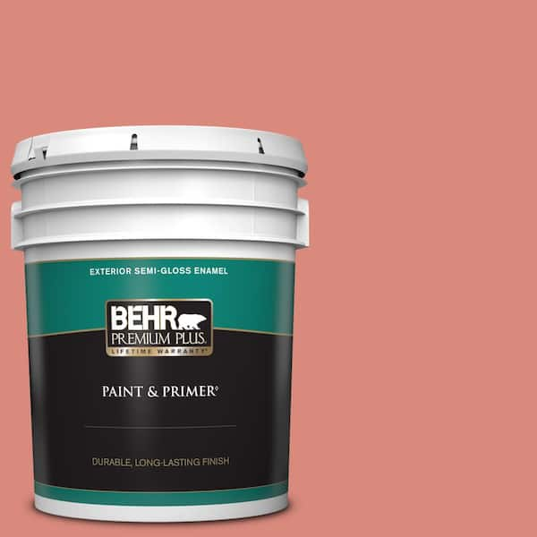 BEHR PREMIUM PLUS 5 gal. #M170-5 Indian Sunset Semi-Gloss Enamel Exterior Paint & Primer