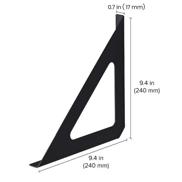 HARDWOOD REFLECTIONS 12 in. Triangle Shaped Steel Shelf Bracket in Black  BRK4TRI30STBK-12 - The Home Depot