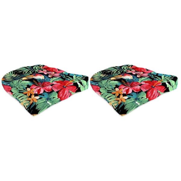 Jordan Manufacturing 19 in. L x 19 in. W x 4 in. T Outdoor Square Wicker Seat Cushion in Rani Citrus (2-Pack)