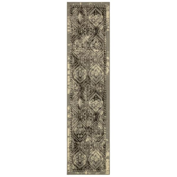 Mohawk Home Laurel Ornament Grey 2 ft. x 8 ft. Runner Rug