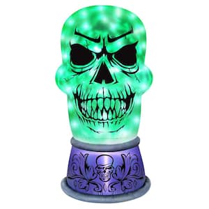 6 ft. H x 2 ft. 75 in. W x 3 ft. 27 in.L Halloween Airflowz Inflatable Skull with Swirling Lights