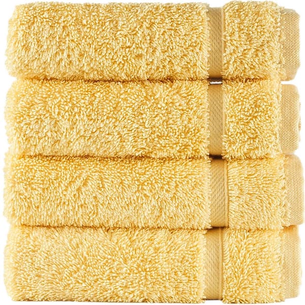 4-Piece Yellow Turkish Cotton Washcloth