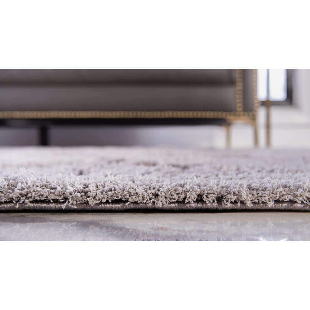 Elysian Light Gray Floral Shag Rug 9' x 12' - Stain-Resistant Synthetic