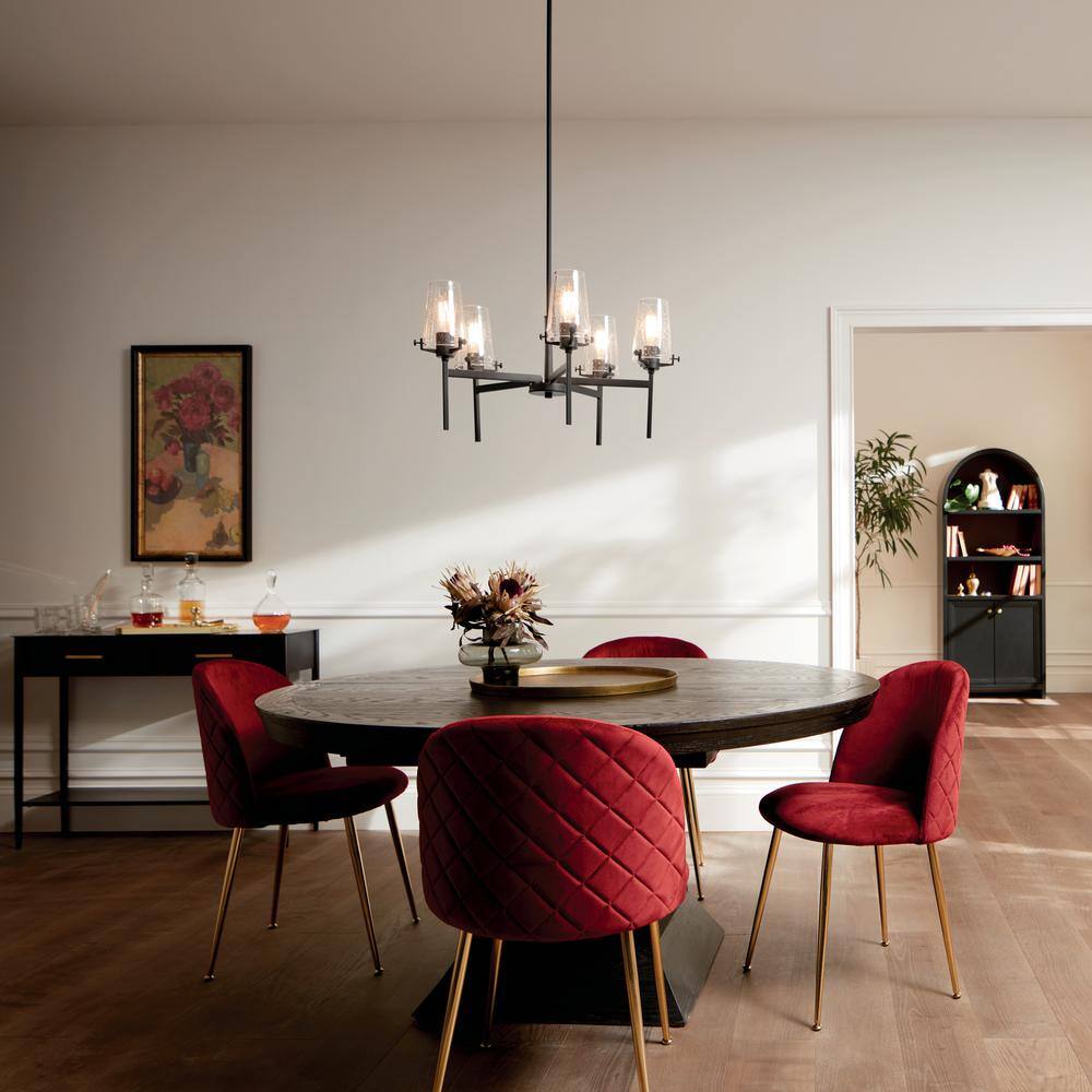 Alton Black 5-Light Chandelier with Clear Seeded Glass