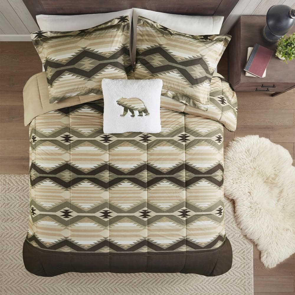 Full Brown Southwestern Down Alternative Comforter Set
