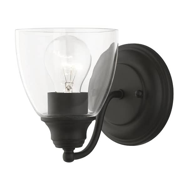 AVIANCE LIGHTING Grandview 5.5 in. 1-Light Black Wall Sconce with Clear Glass