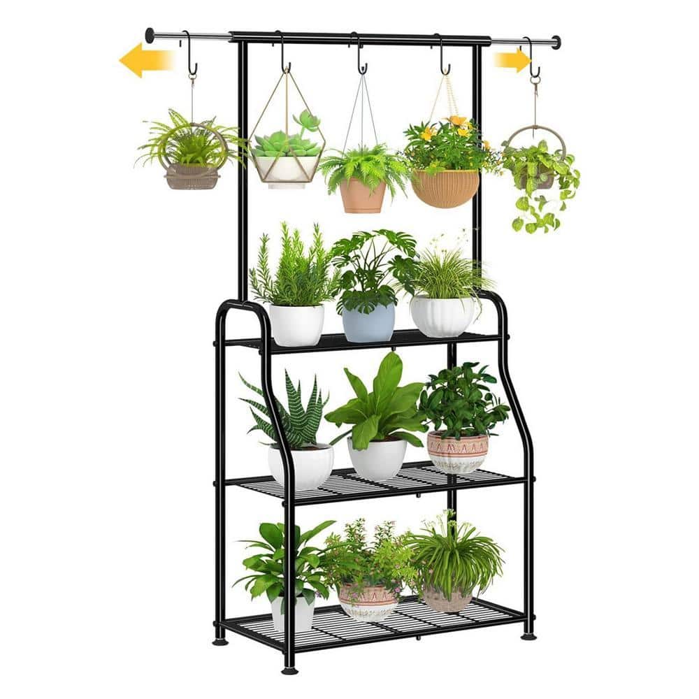 29 x 13 x 64 in Indoor/Outdoor Metal Hanging Plant Shelf 3-Tiered