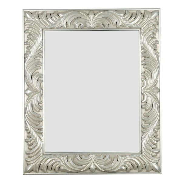 Manor Brook Medium Rectangle Gilded Antique Silver Finish Beveled Glass Victorian Mirror (38 in. H x 32 in. W)