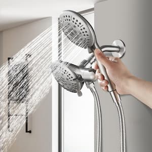 Rain Single Handle 6-Spray Shower Faucet Tub Spout with Valve 1.8 GPM Adjustable Dual Shower Heads in Brushed Nickel