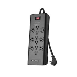 6 ft. 12-Outlet Black Surge Protector with USB