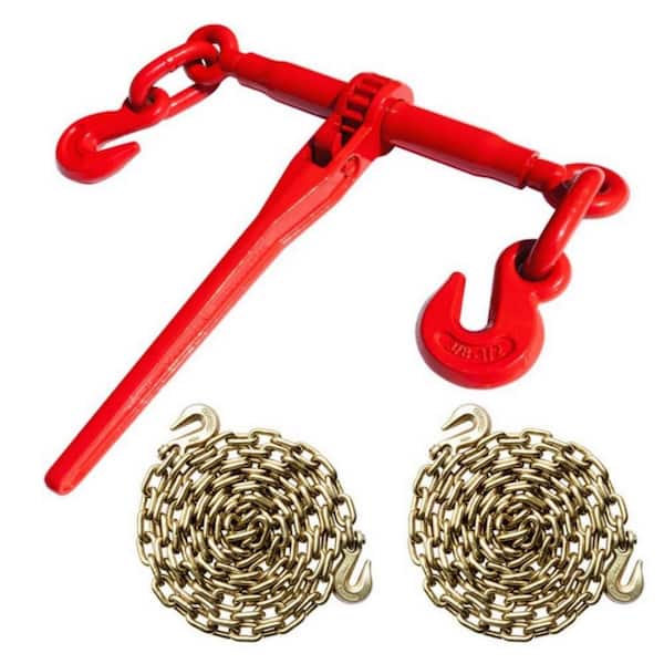 14 ft. L x 3/8 in. W G80 Alloy Steel Chain Bridle Sling with Ratchet Tensioner and Grab Hooks, 8819 lbs. Working Load
