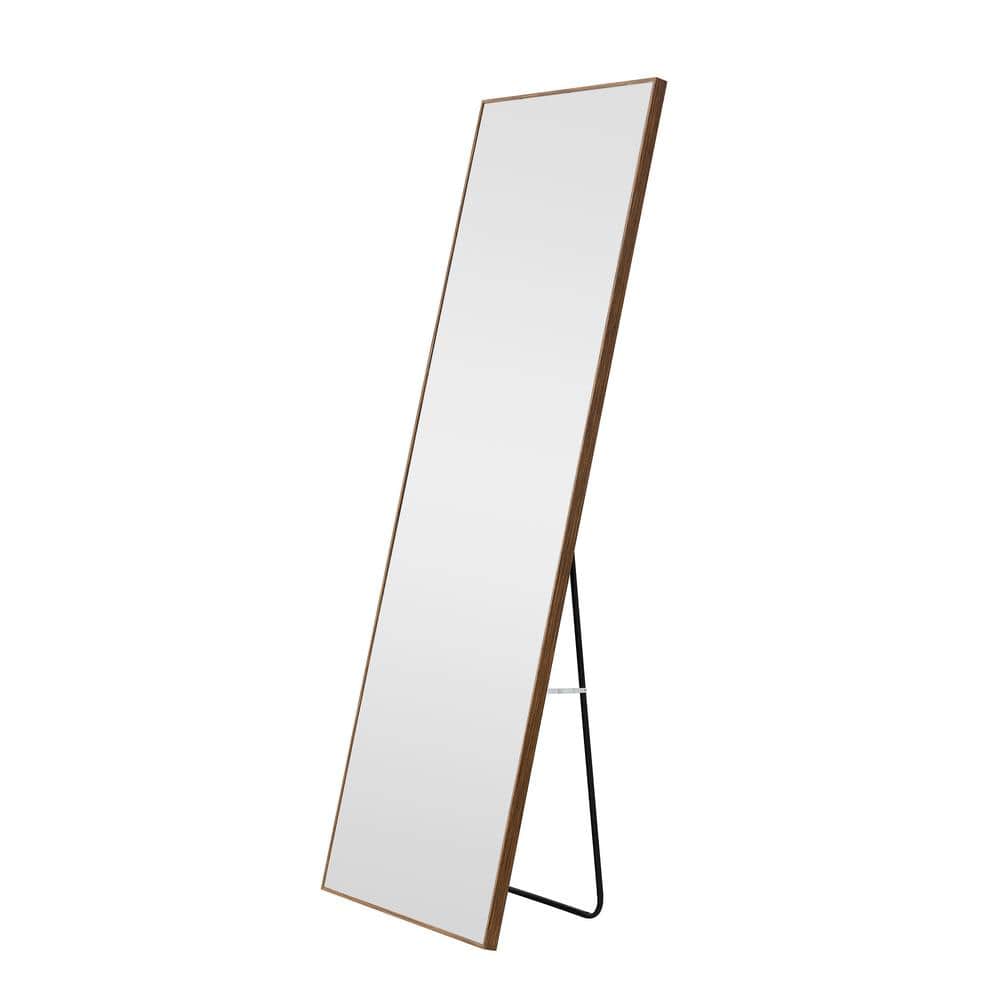Brown 19 in. W x 63 in. H Rectangle Solid Wood Frame Full-length Wall Mount