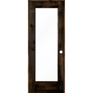 28 in. x 80 in. Rustic Knotty Alder Right-Hand Full-Lite Clear Glass Black Stain Solid Wood Single Prehung Interior Door