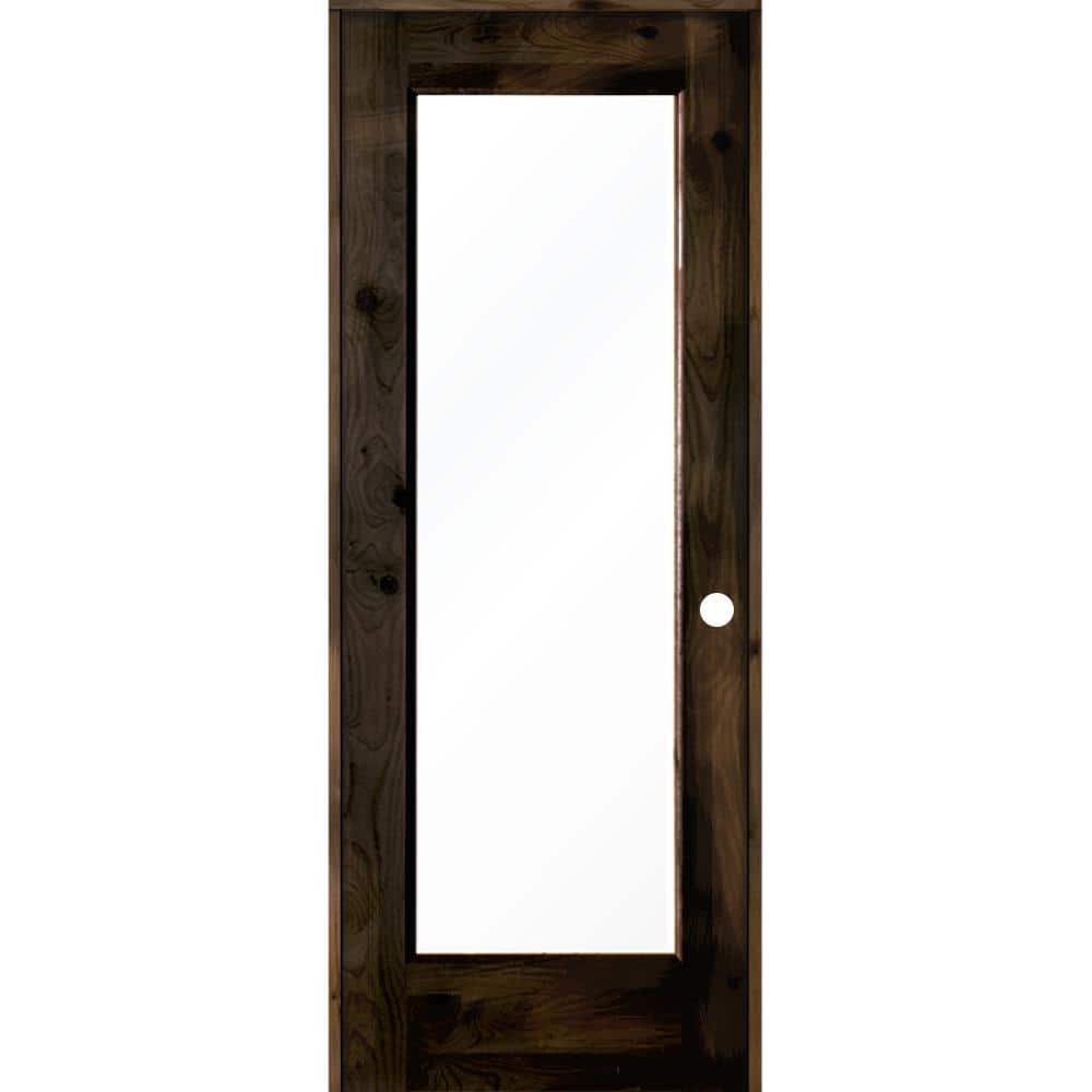 30 in. x 80 in. Rustic Knotty Alder Right-Hand Full-Lite Clear Glass Black Stain Solid Wood Single Prehung Interior Door price history on PriceWatchPro