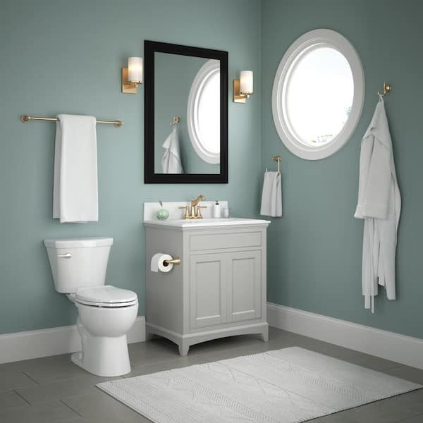 Mylan 4-Piece Bath Hardware Set with 24 in. Towel Bar, Toilet Paper Holder, Towel Ring, Towel Hook in Champagne Bronze